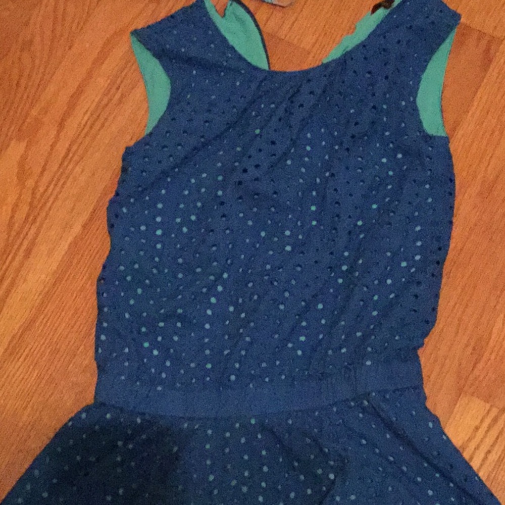 Catimini Blue and Teal eyelet dress